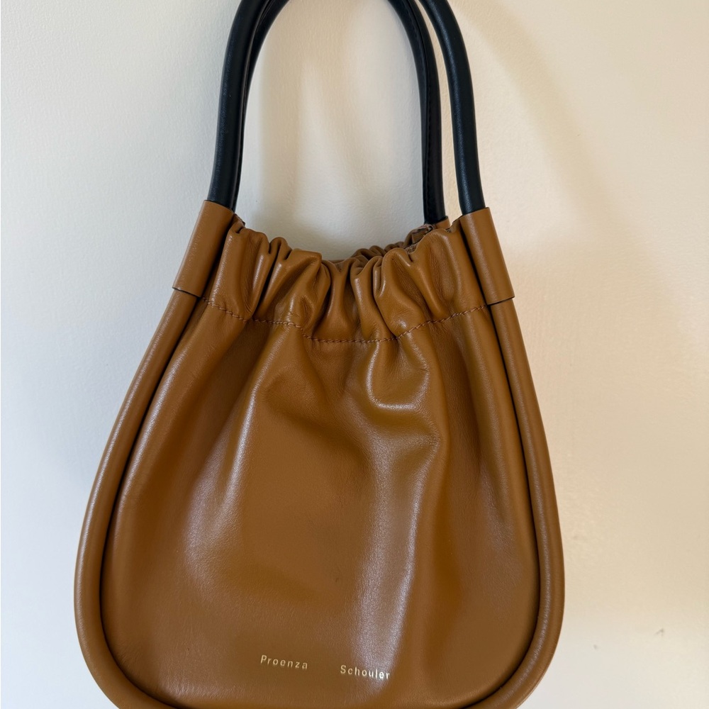 Proenza Schouler Brown Leather Shoulder Bag with Modern Ruched Design